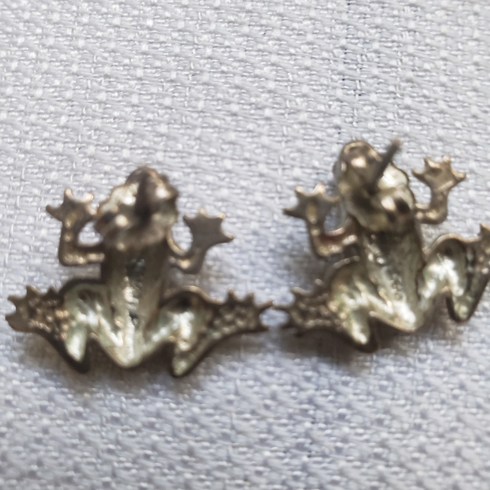 925 silver frog earrings - Picture 2 of 4
